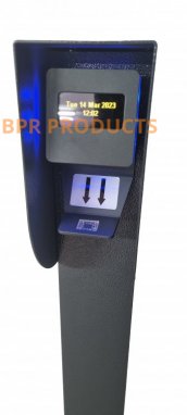 Parking-Scanner QR code QR-uitrijzuil met scanner voor parkeerbeheer, aluminium zuil met regendak